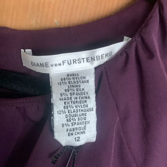 Diane Von Furstenberg Tulipan sleeveless plum ruched midi dress NWT - Picture 4 of 11